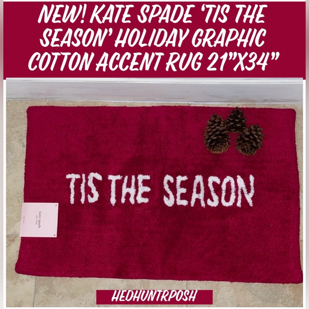 New! Kate Spade ‘Tis The Season’ Holiday Graphic Cotton Accent Rug 21”x34”♥️